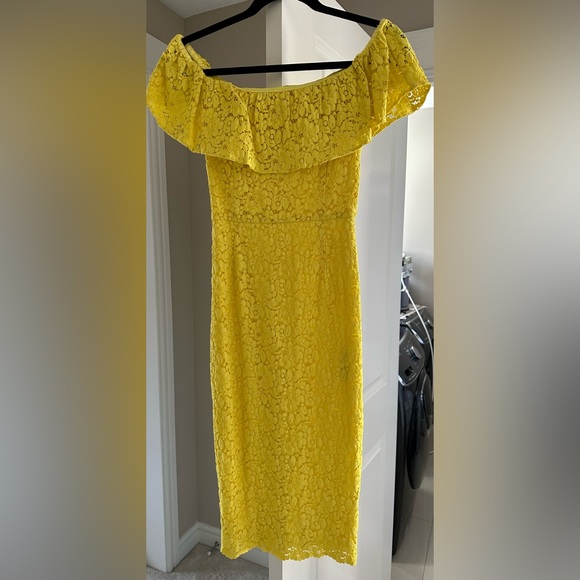 Zara Yellow Lace Off Shoulder Dress - Picture 3 of 3